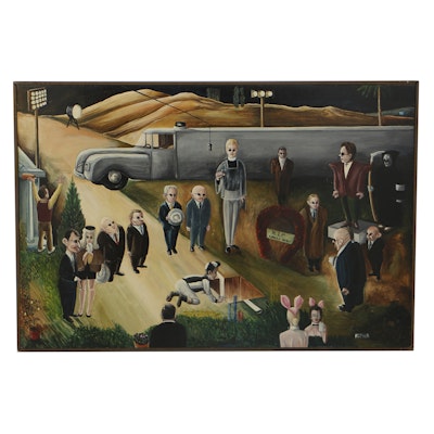 K.C. Truschel Oil Painting on Board "Hooray for Wally Hood" K.C. Truschel Oil Painting on Board "Hooray for Wally Hood"