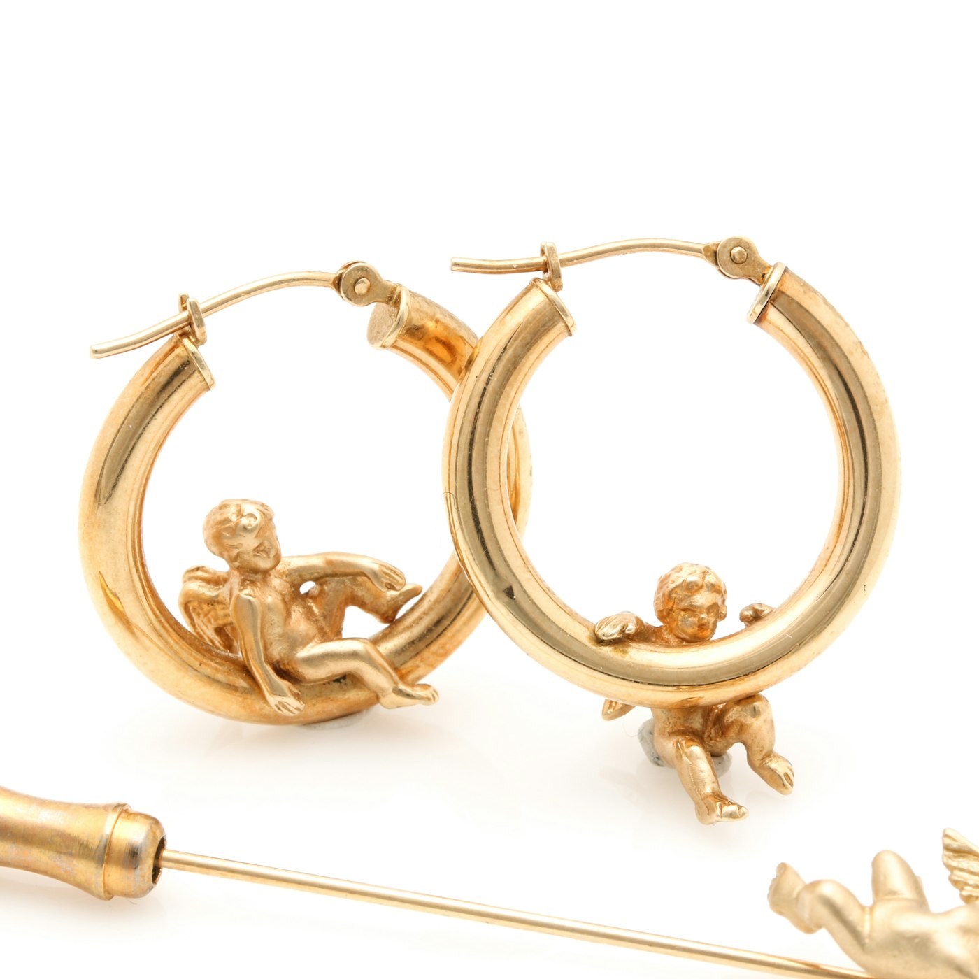 Gold angel earrings Clearance
