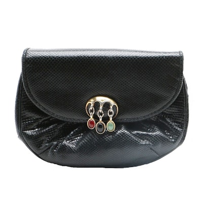 Judith Leiber Black Leather Evening Bag Judith Leiber Black Leather Evening Bag