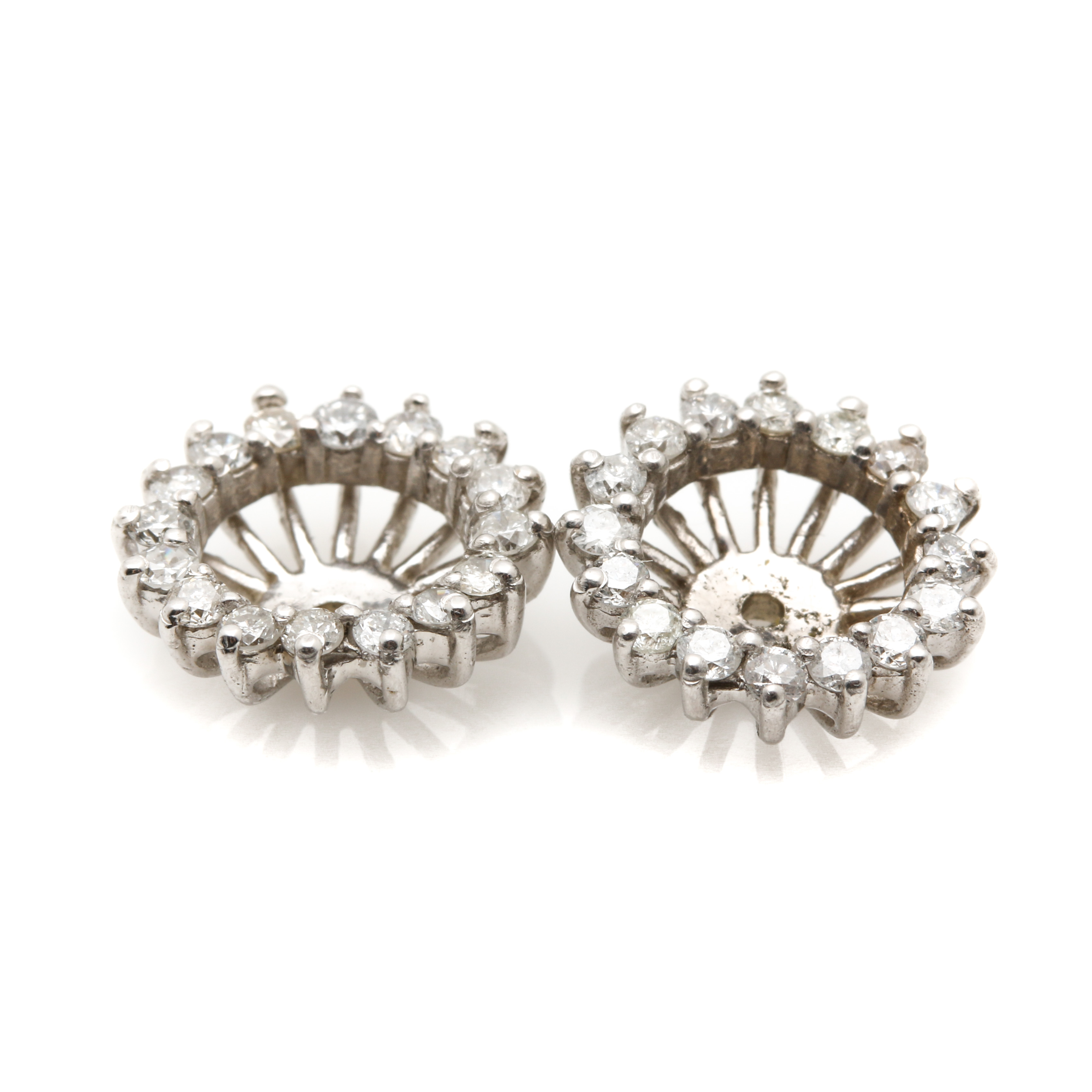 14K White Gold Diamond Earring Jackets | EBTH