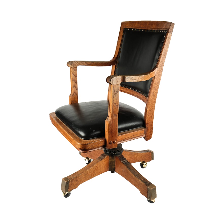 Vintage Oak Desk Chair By Milwaukee Chair Company Ebth