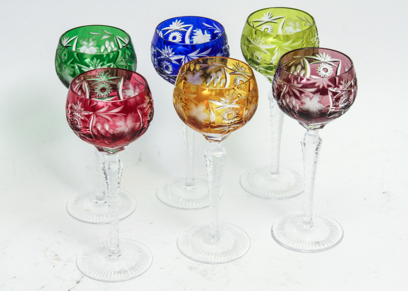 Set of Cased Cut to Clear Crystal Hock Wine Glasses EBTH