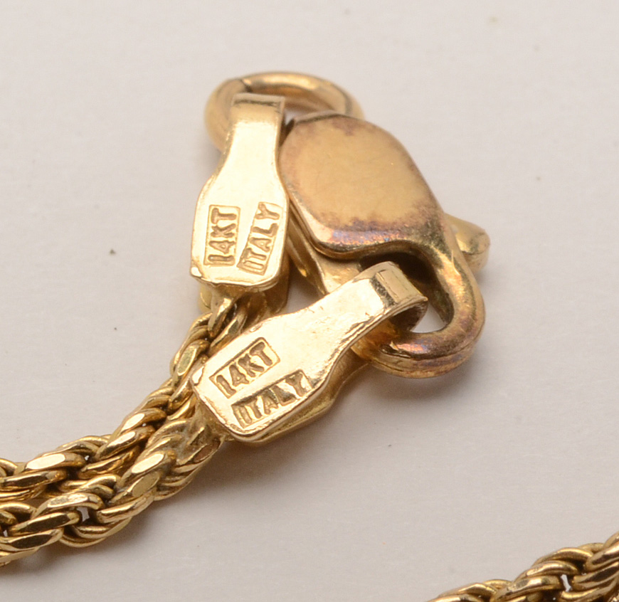 14K Gold and Jadeite Milor Italy Necklace EBTH