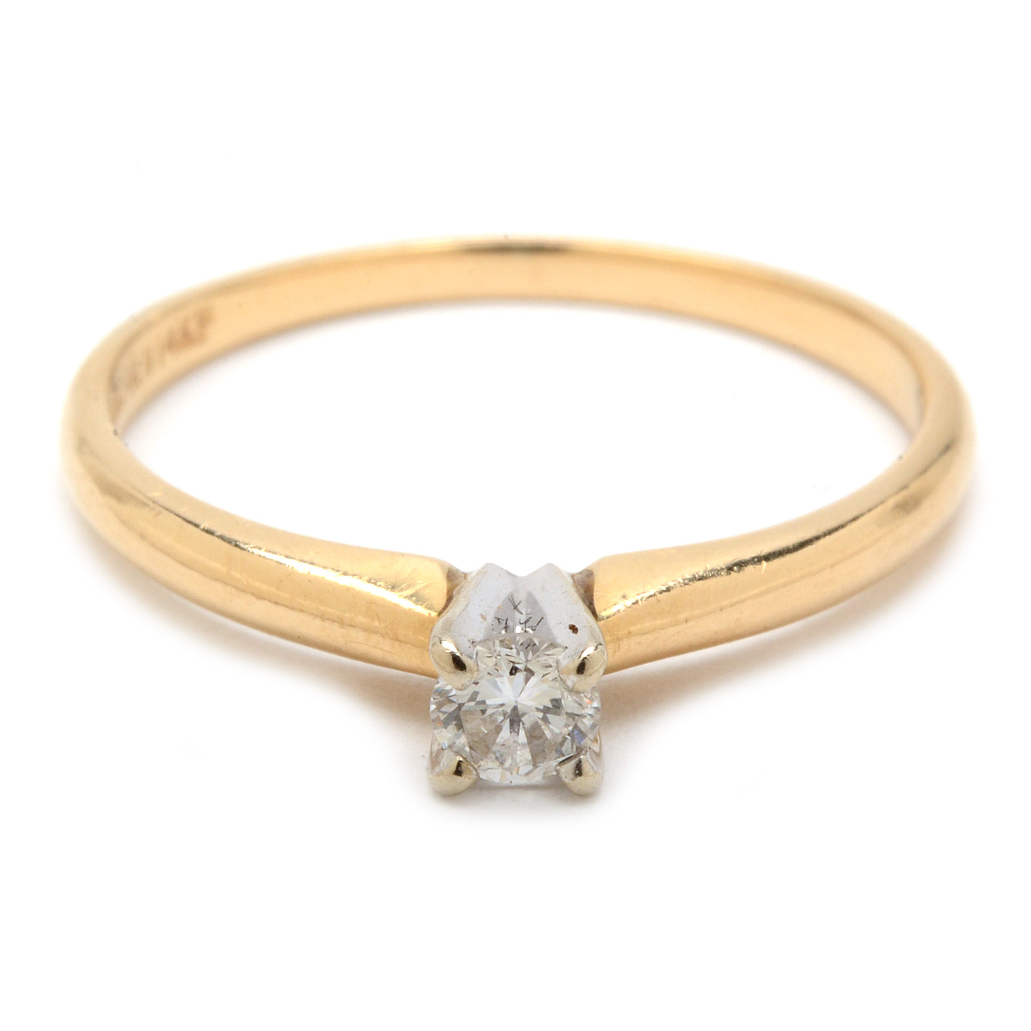 14K Magic Glo Gold and Diamond Solitaire Ring EBTH