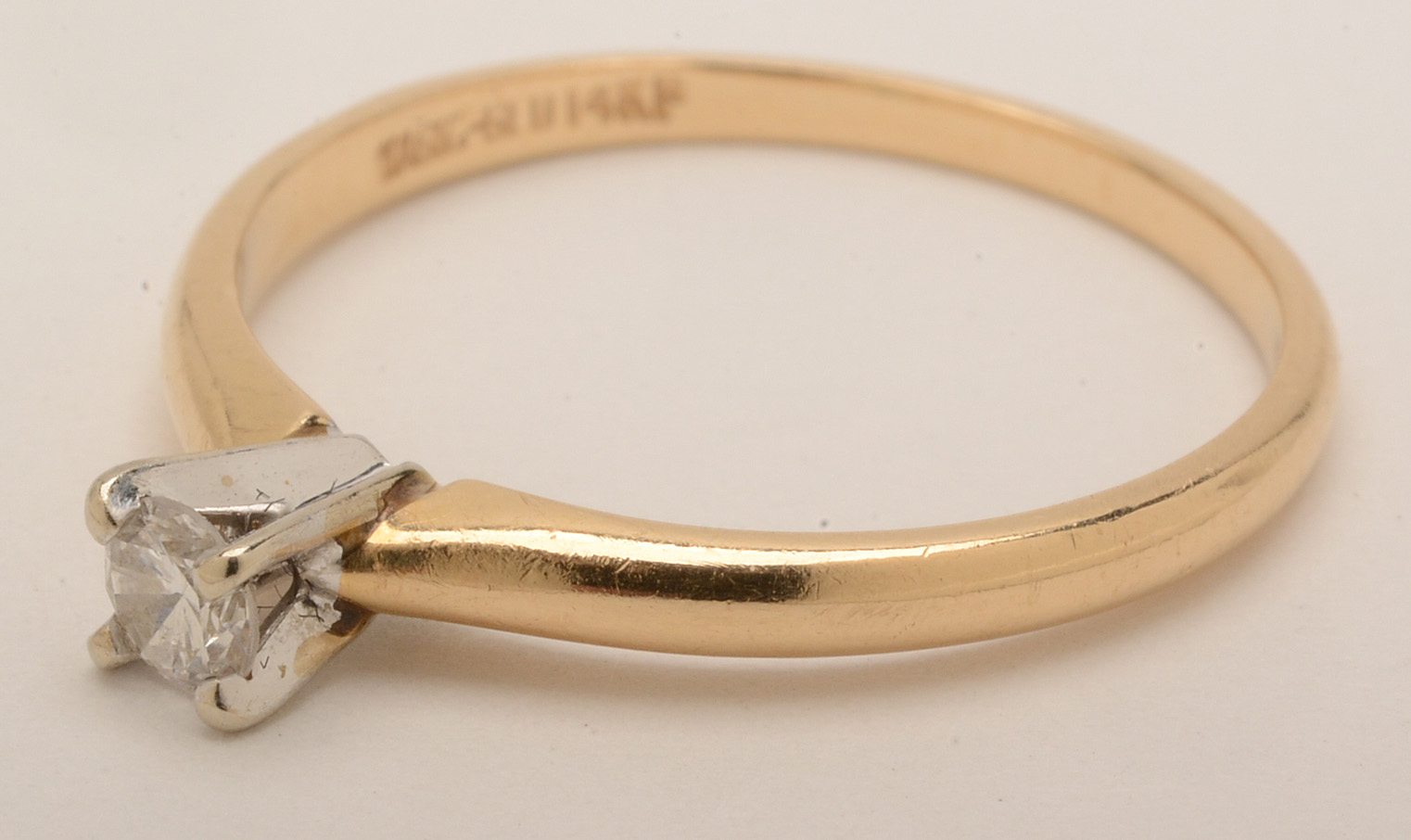 14K Magic Glo Gold and Diamond Solitaire Ring EBTH