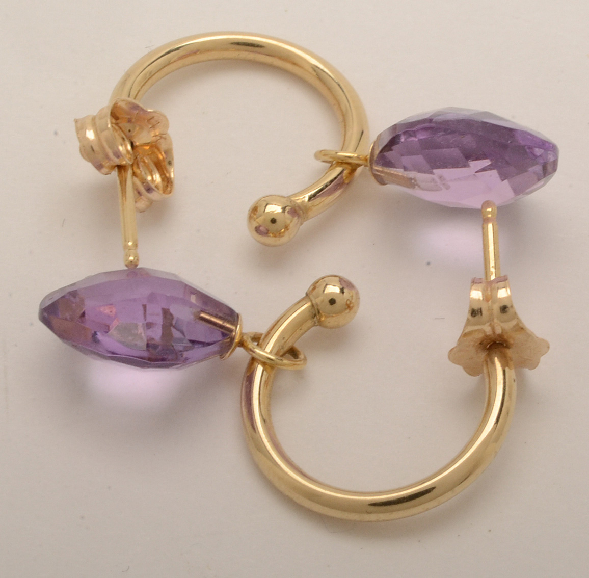 14K Yellow Gold Amethyst Earrings EBTH