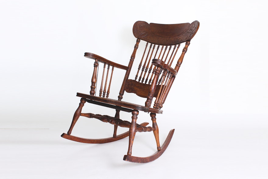 Antique Wooden Rocking Chair Ebth