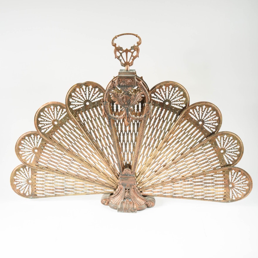Vintage Brass "Peacock" Folding Fireplace Screen : EBTH Vintage Brass "Peacock" Folding Fireplace Screen from EBTH.com
