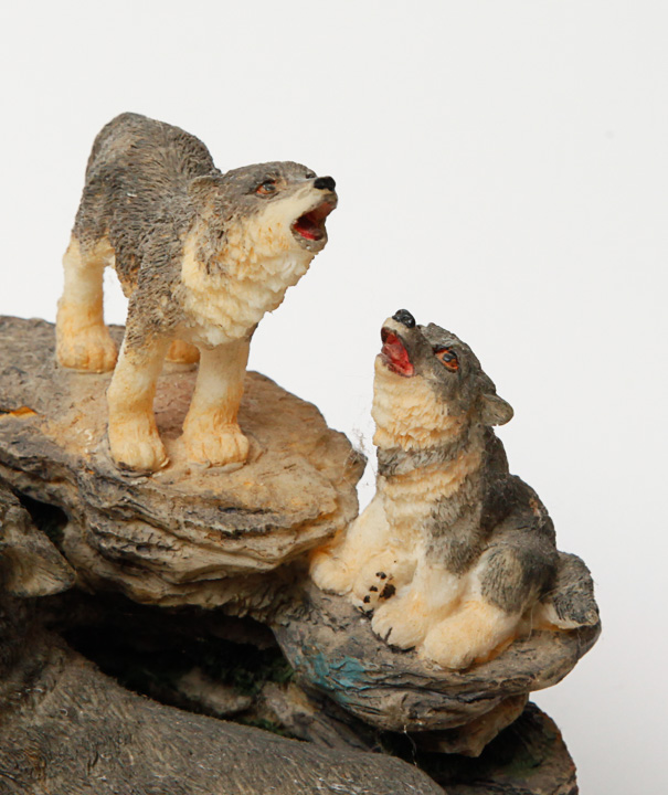 Ceramic Wolf Figurines Including Desk Clock EBTH