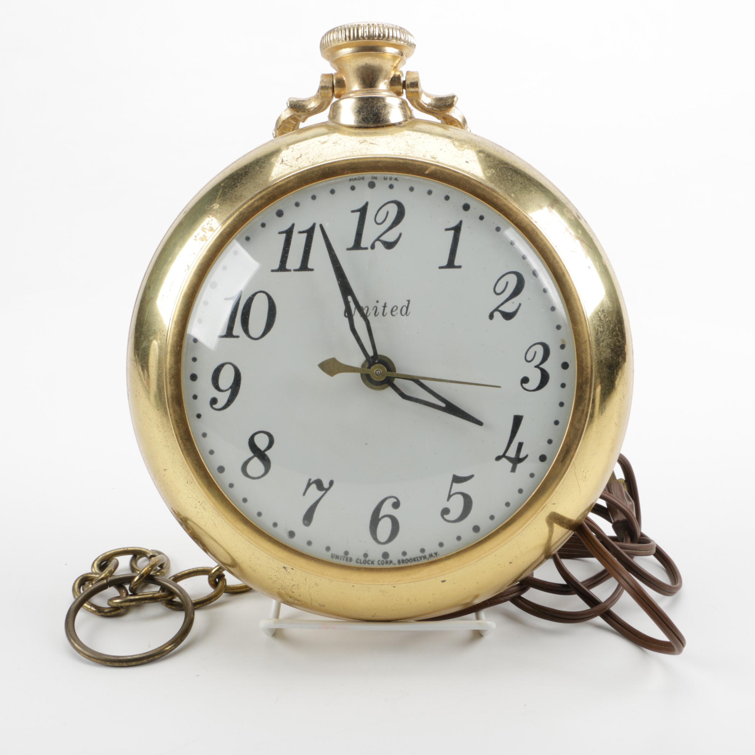 Vintage United Pocket Watch Wall Clock EBTH