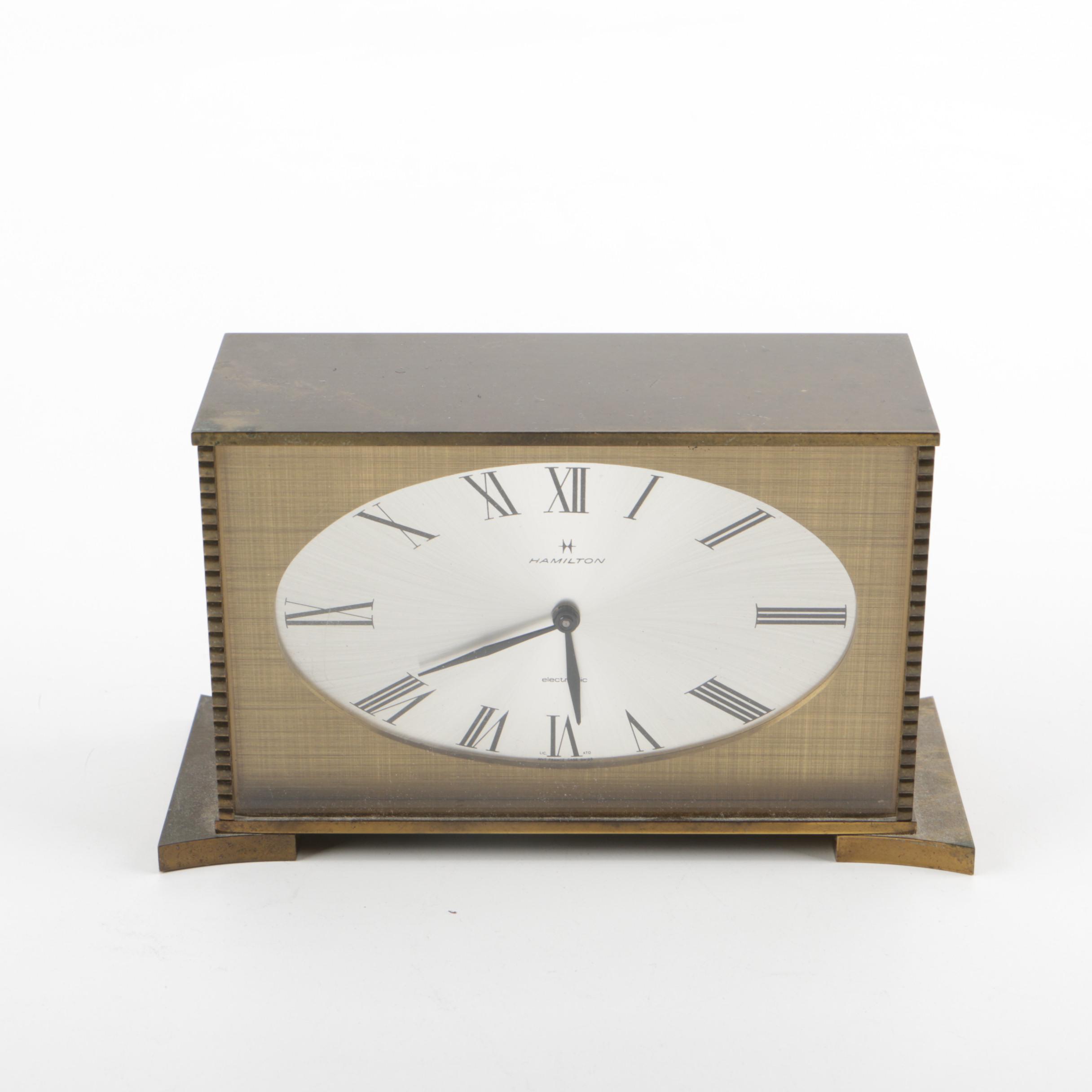 Vintage Hamilton and Junghans Brass Desk Clocks EBTH