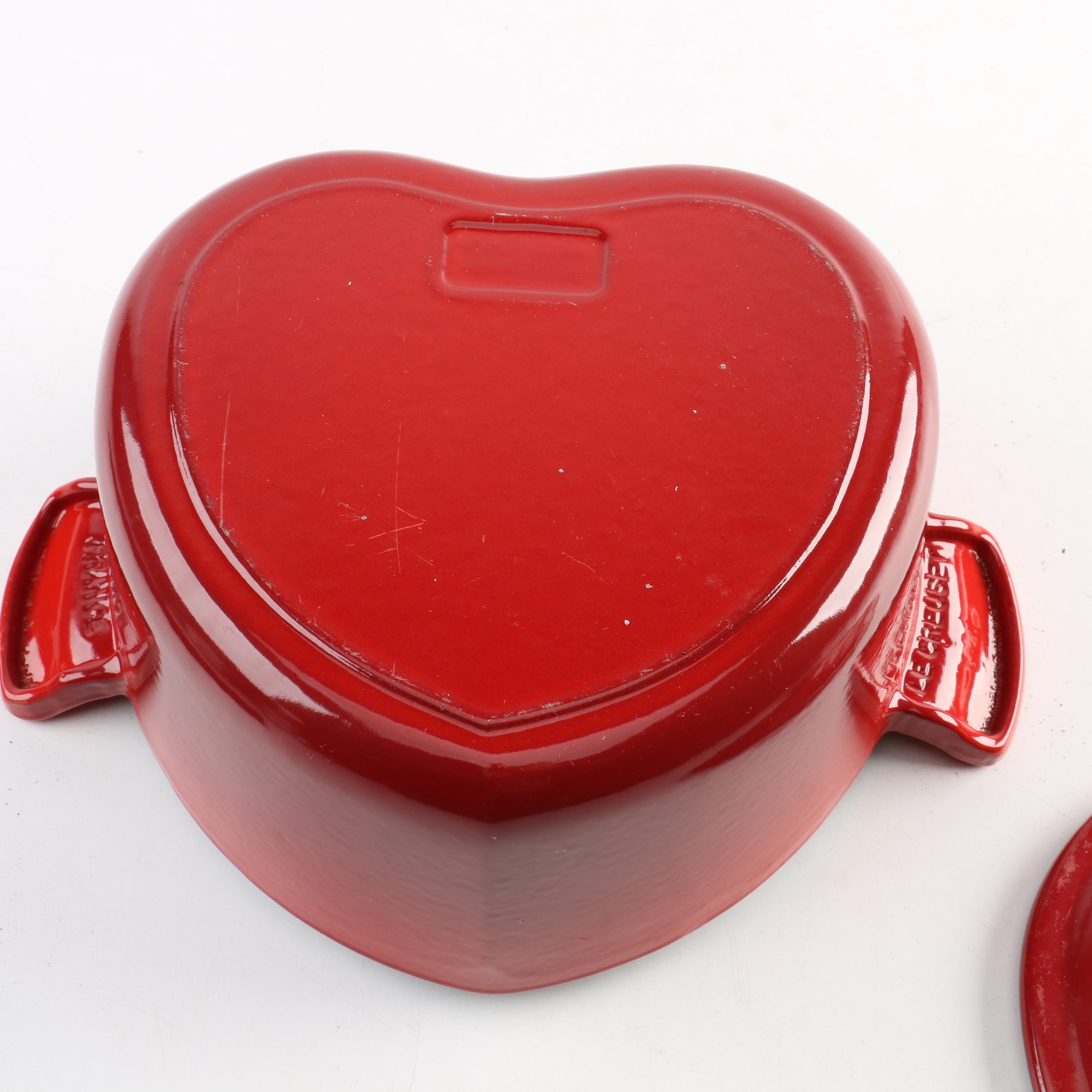 Le Creuset Red Heart Shaped Cast Enamel Dutch Oven EBTH