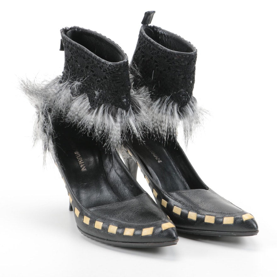 Women's Emporio Armani Raccoon Fur Trimmed Heels