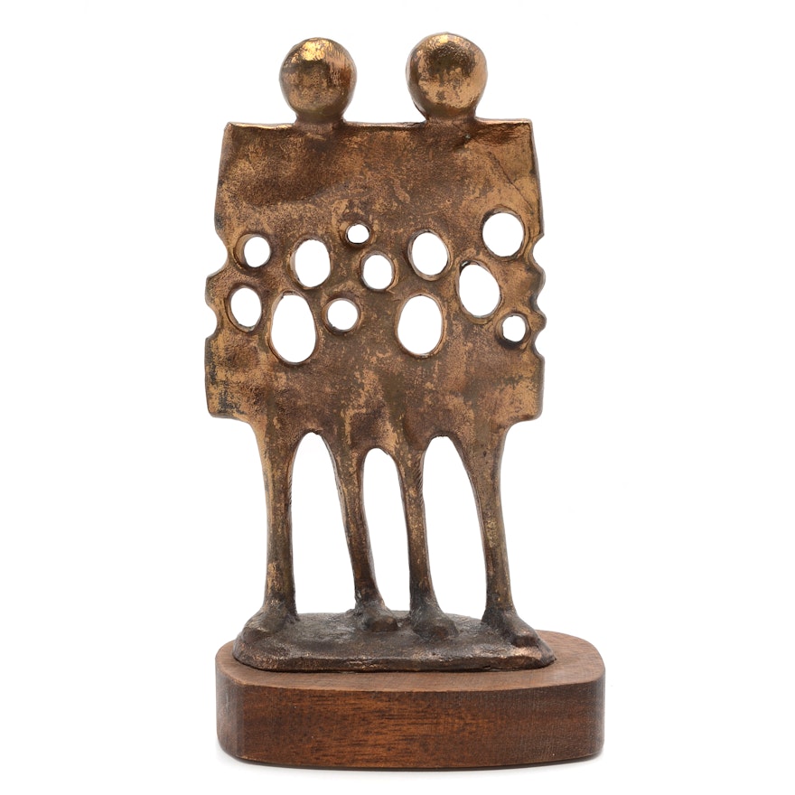 Abstract Bronze Gemini Sculpture