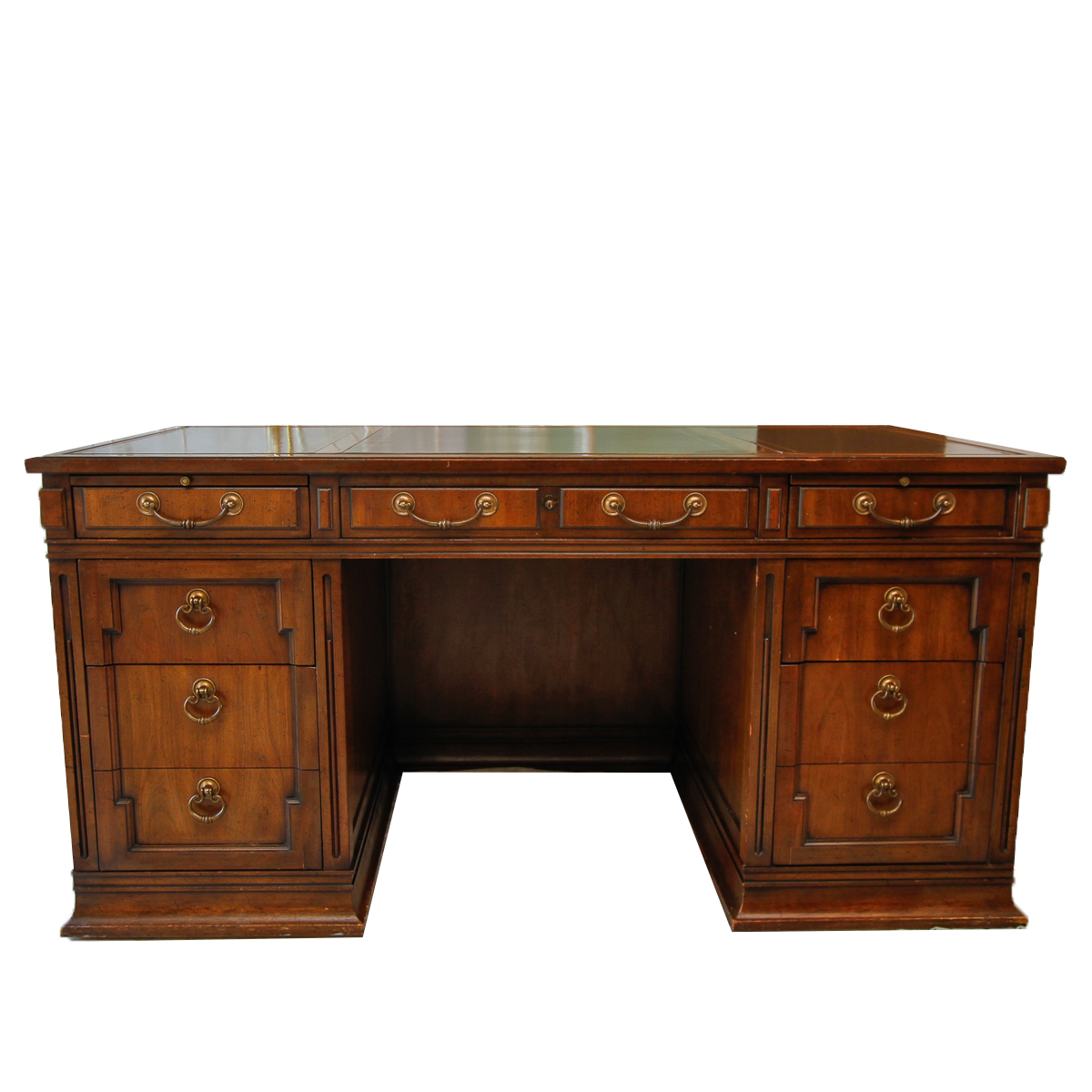 Vintage Walnut Leather Top Executive Desk by Sligh EBTH