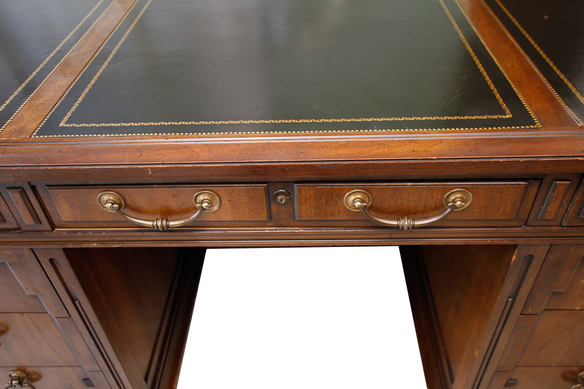 Vintage Walnut Leather Top Executive Desk by Sligh EBTH