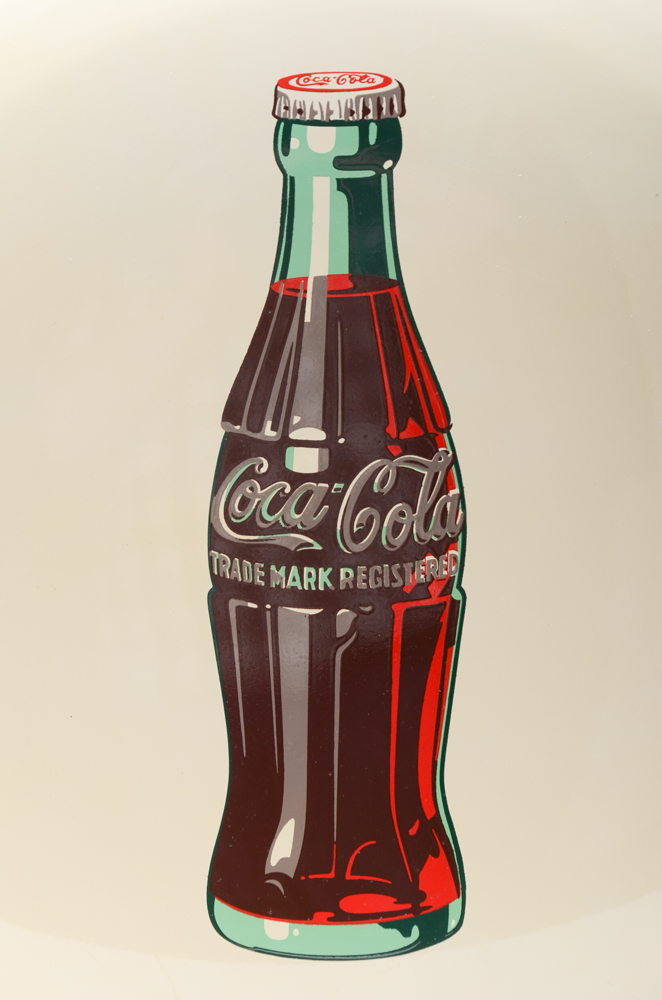 Original 1950s CocaCola "Button" Bottle Porcelain Sign EBTH
