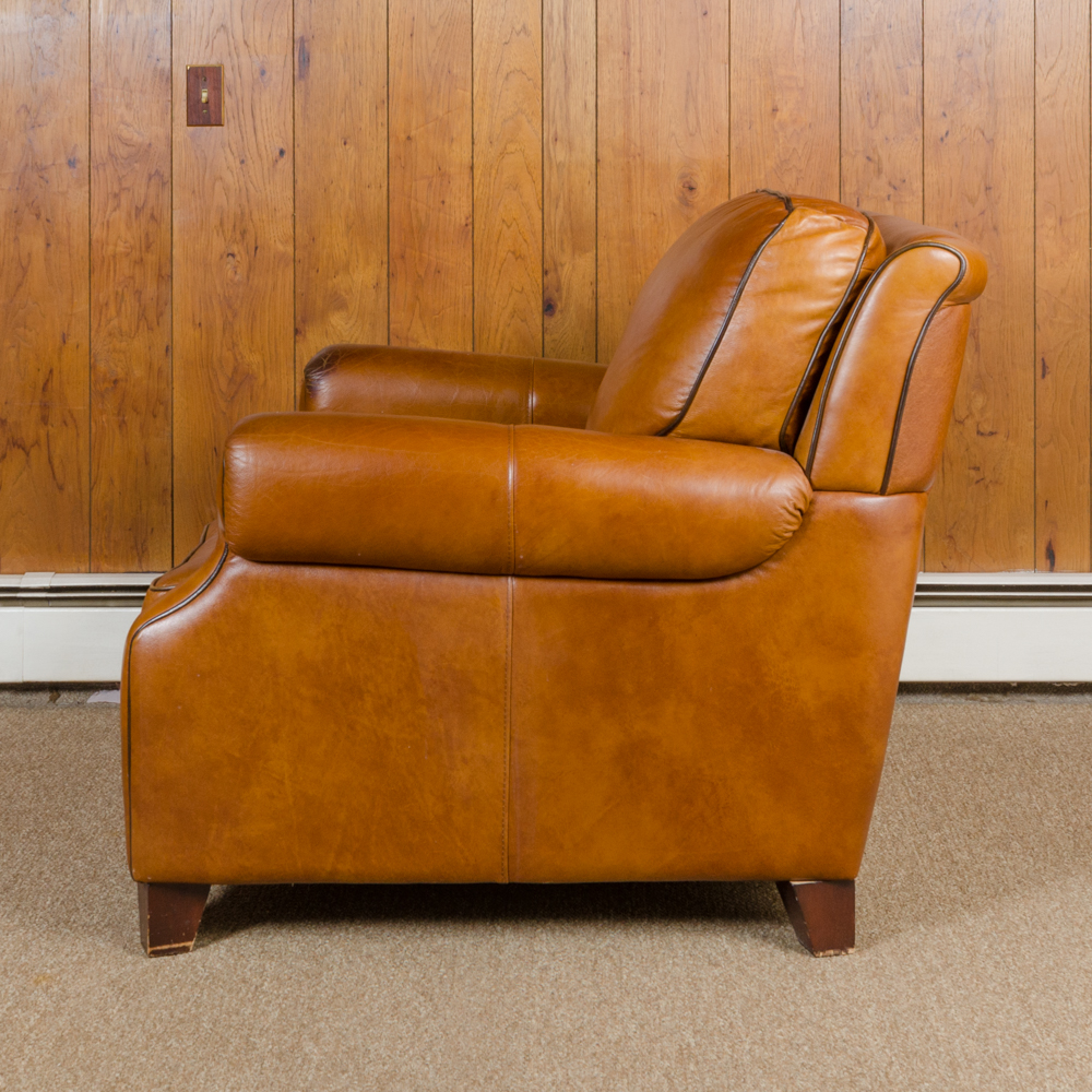 Bassett Furniture Leather Armchair and Ottoman EBTH