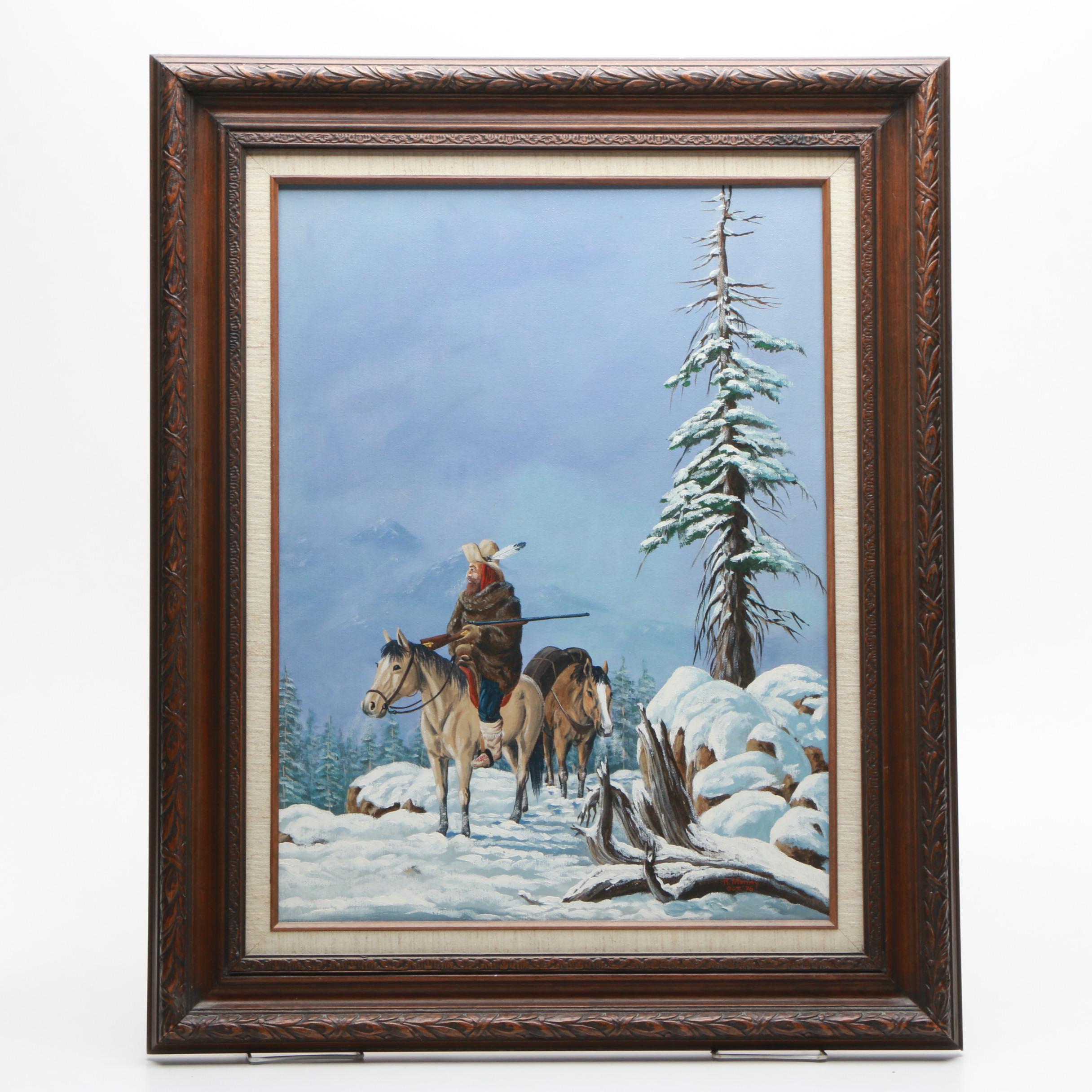 H. Murray Oil Painting of an Outdoors Man EBTH