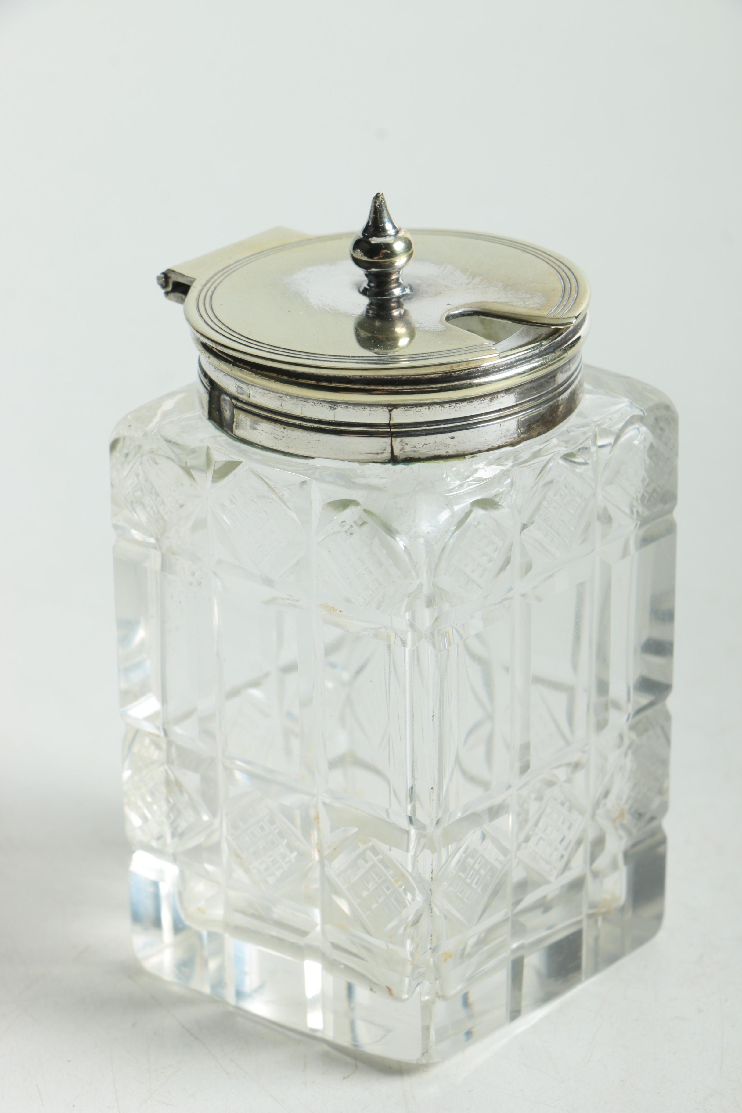 Vintage Silver Plate Condiment Caddy with Cut Glass Jars EBTH