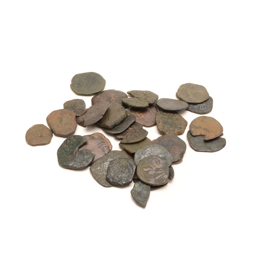 Group Of Thirty Circa 17th Century Spanish Coins EBTH group-of-thirty-circa-17th-century-spanish-coins-ebth