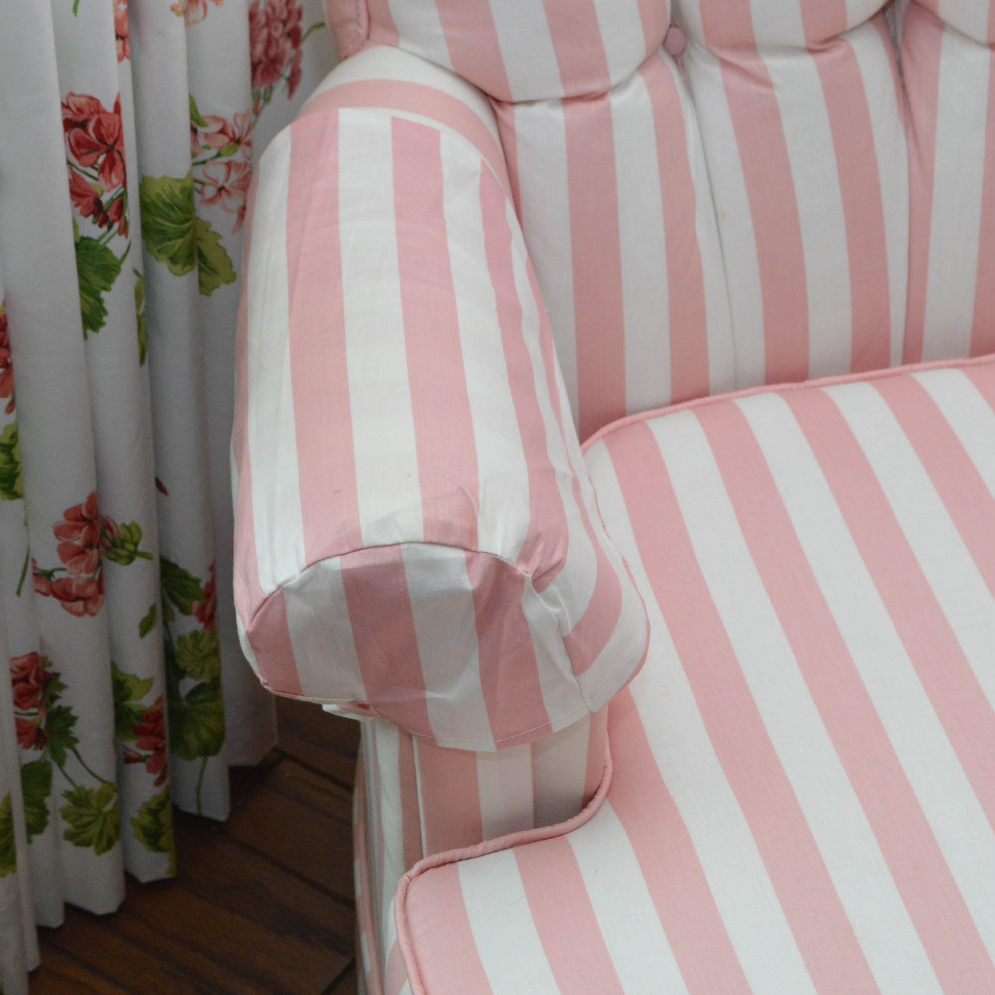 Pink and White Striped Arm Chair EBTH