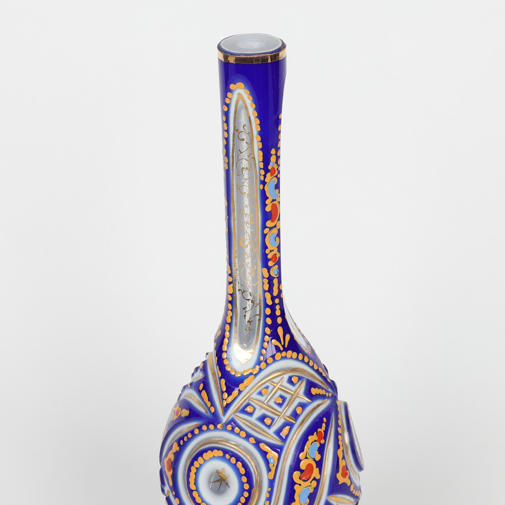 Persian Cobalt Blue Hand Painted Glass Hookah Base EBTH