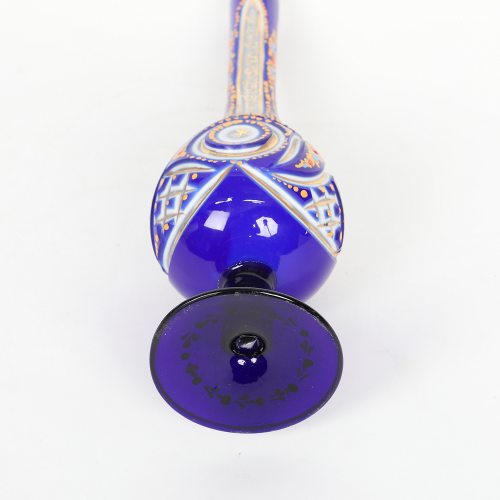 Persian Cobalt Blue Hand Painted Glass Hookah Base EBTH