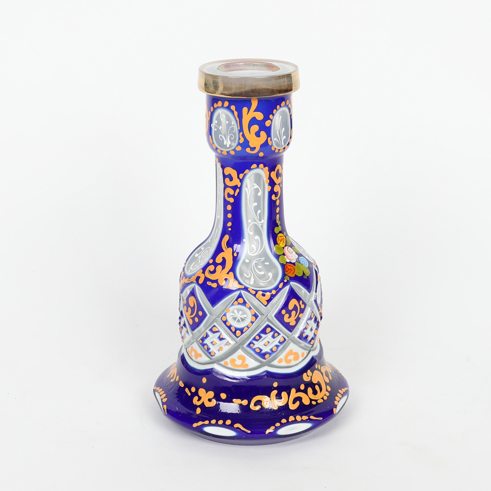 Persian Style Cobalt Blue Hand Painted Glass Hookah Base EBTH