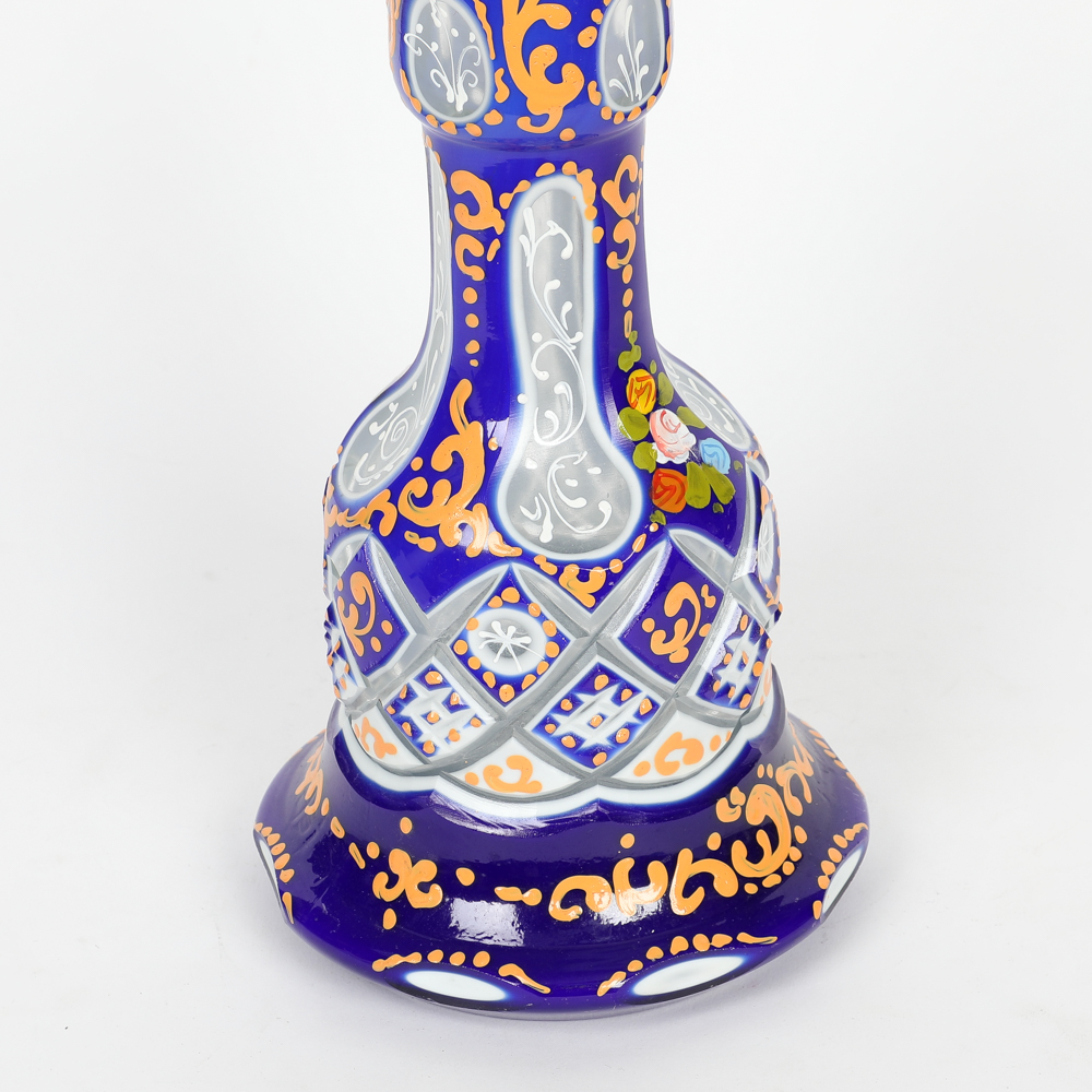 Persian Style Cobalt Blue Hand Painted Glass Hookah Base EBTH