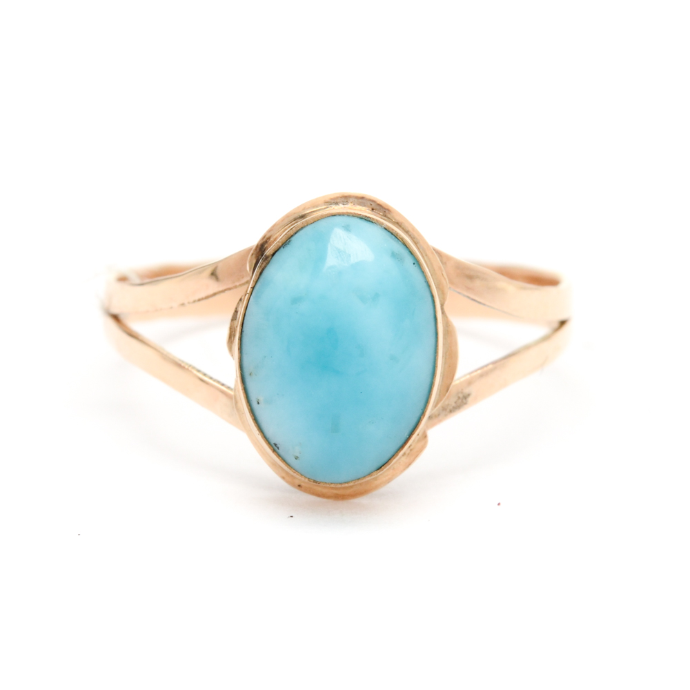 larimar rings set in gold