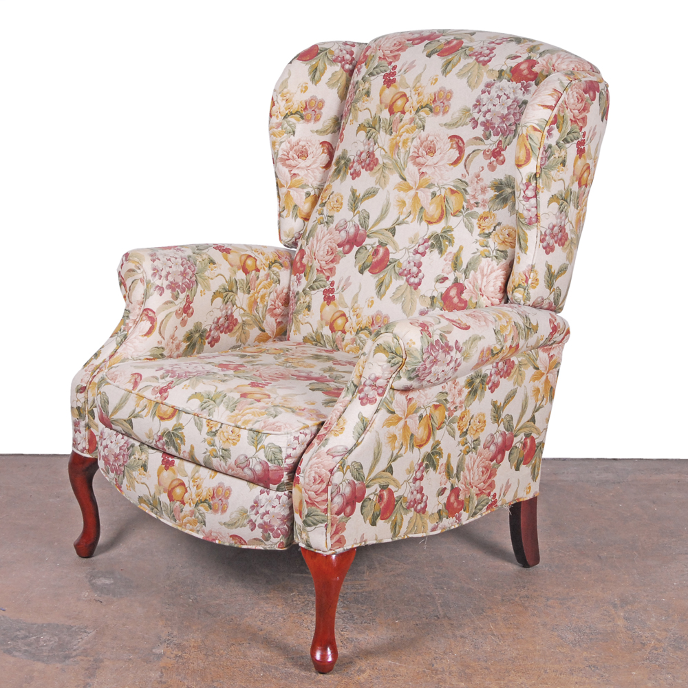 Queen Anne Style Reclining Wingback Chair EBTH   RYK 2361 