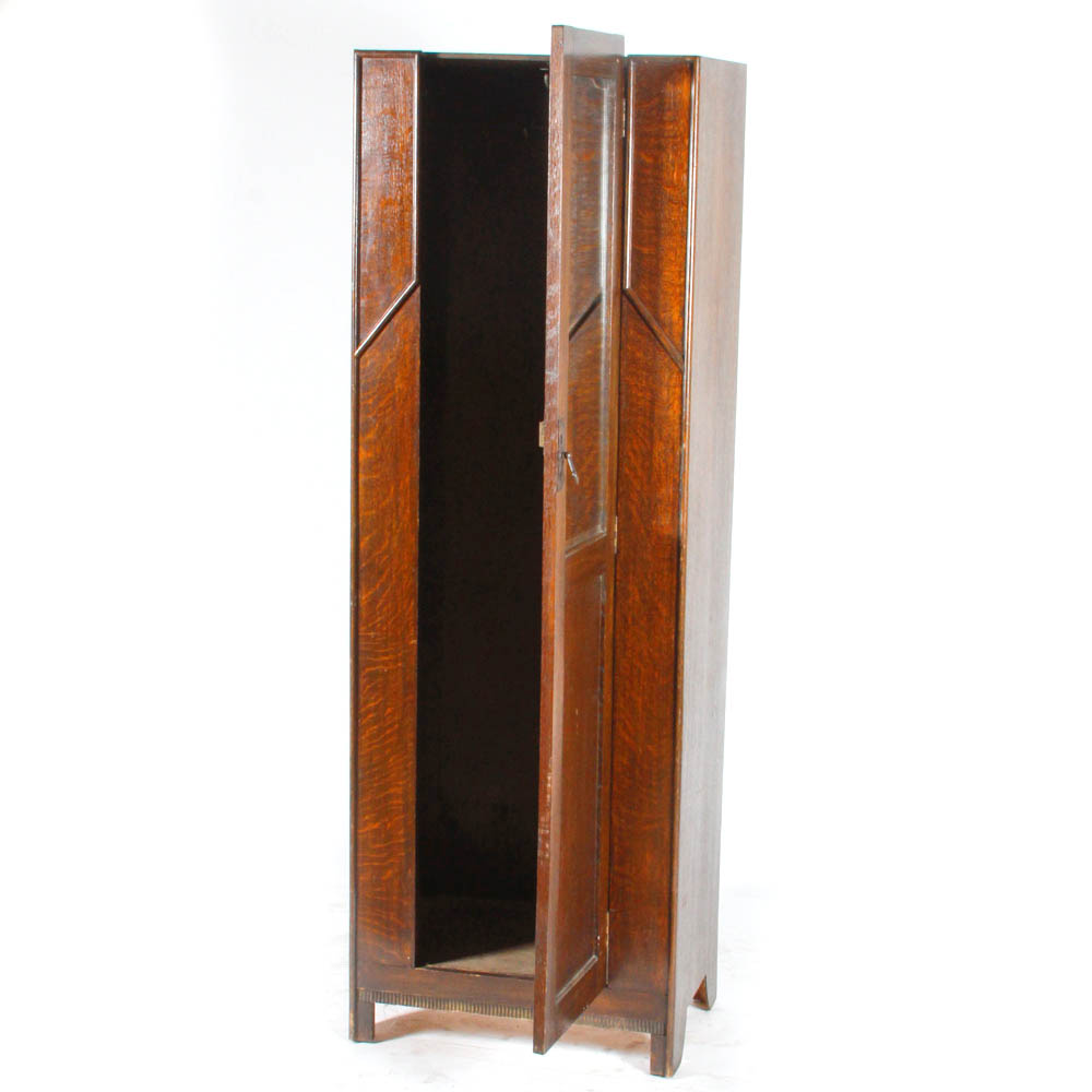 Antique Art Deco Oak Armoire EBTH