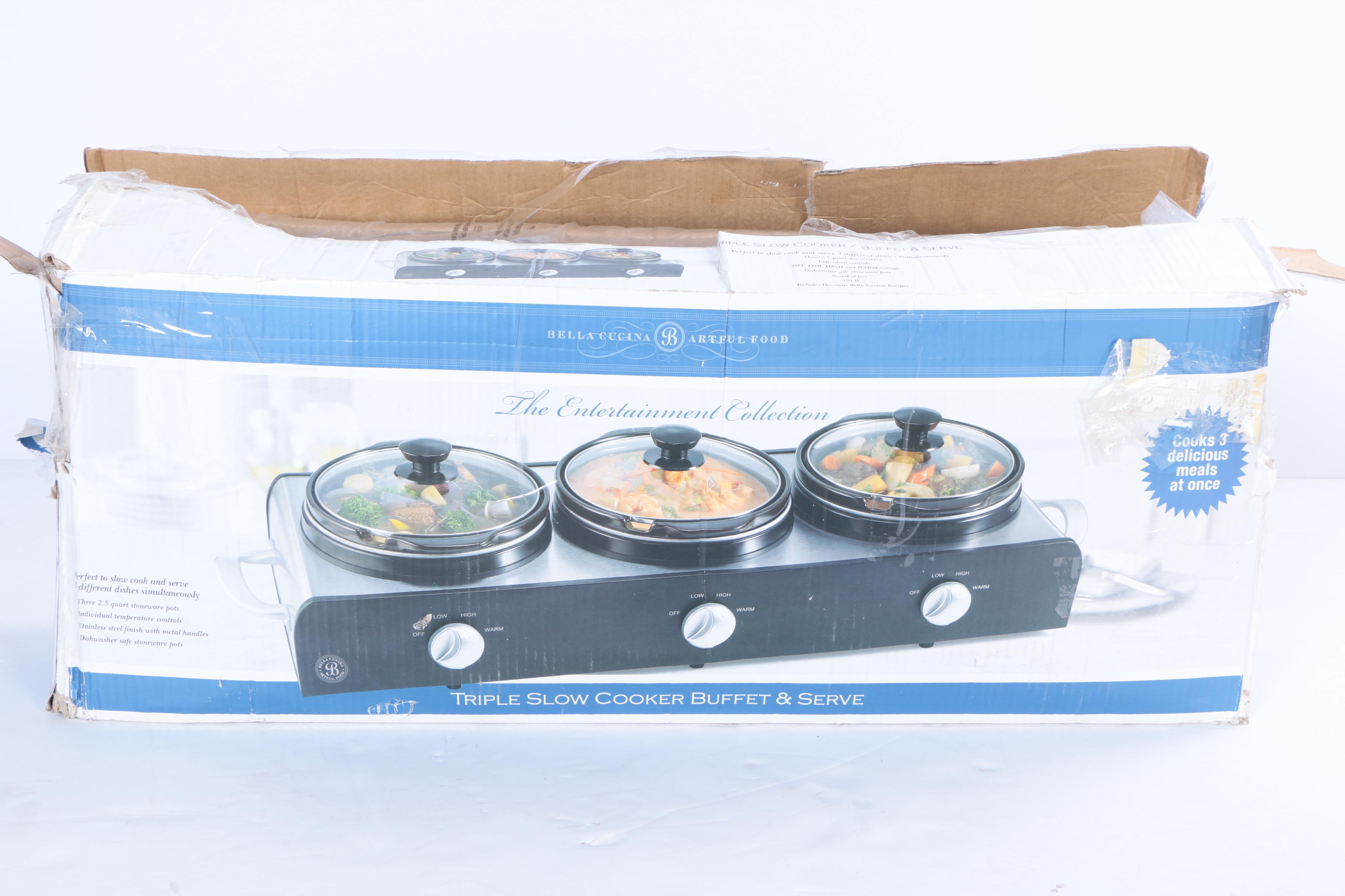 Bella Cucina Artful Food Entertainment Collection Triple Slow Cooker