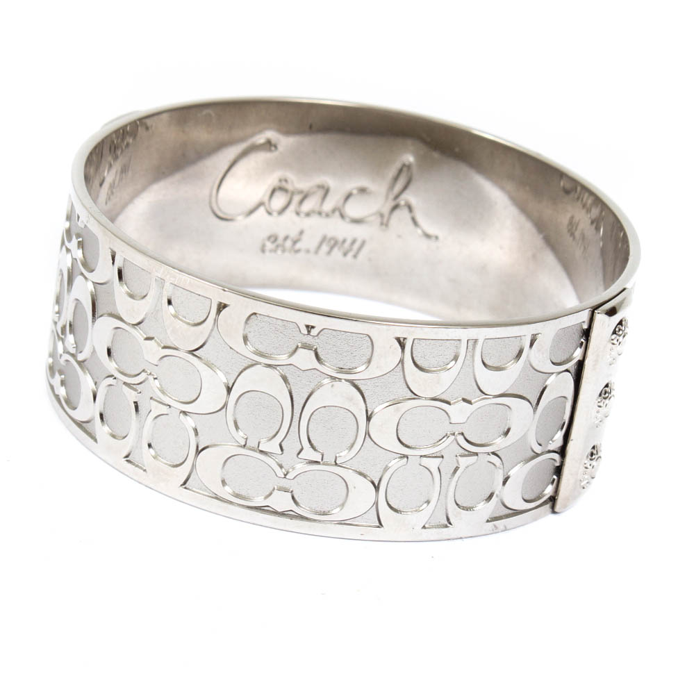 coach silver signature bangle bracelet