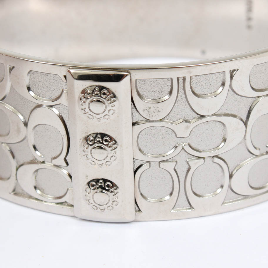 Coach Silver Tone Signature Bangle Bracelet EBTH