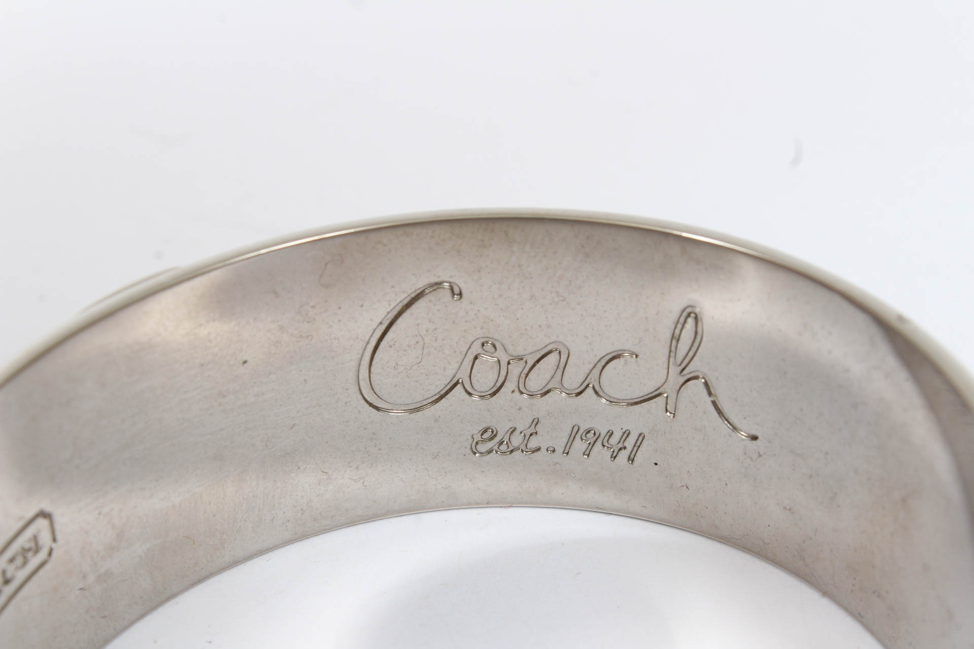 Coach Silver Tone Signature Bangle Bracelet EBTH
