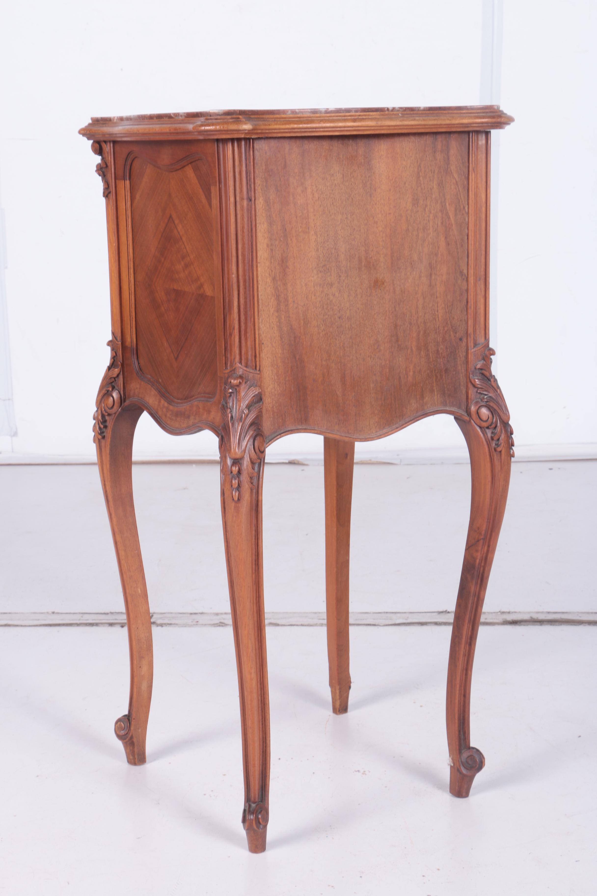 Antique Louis XV Walnut Humidor Table with Marble EBTH