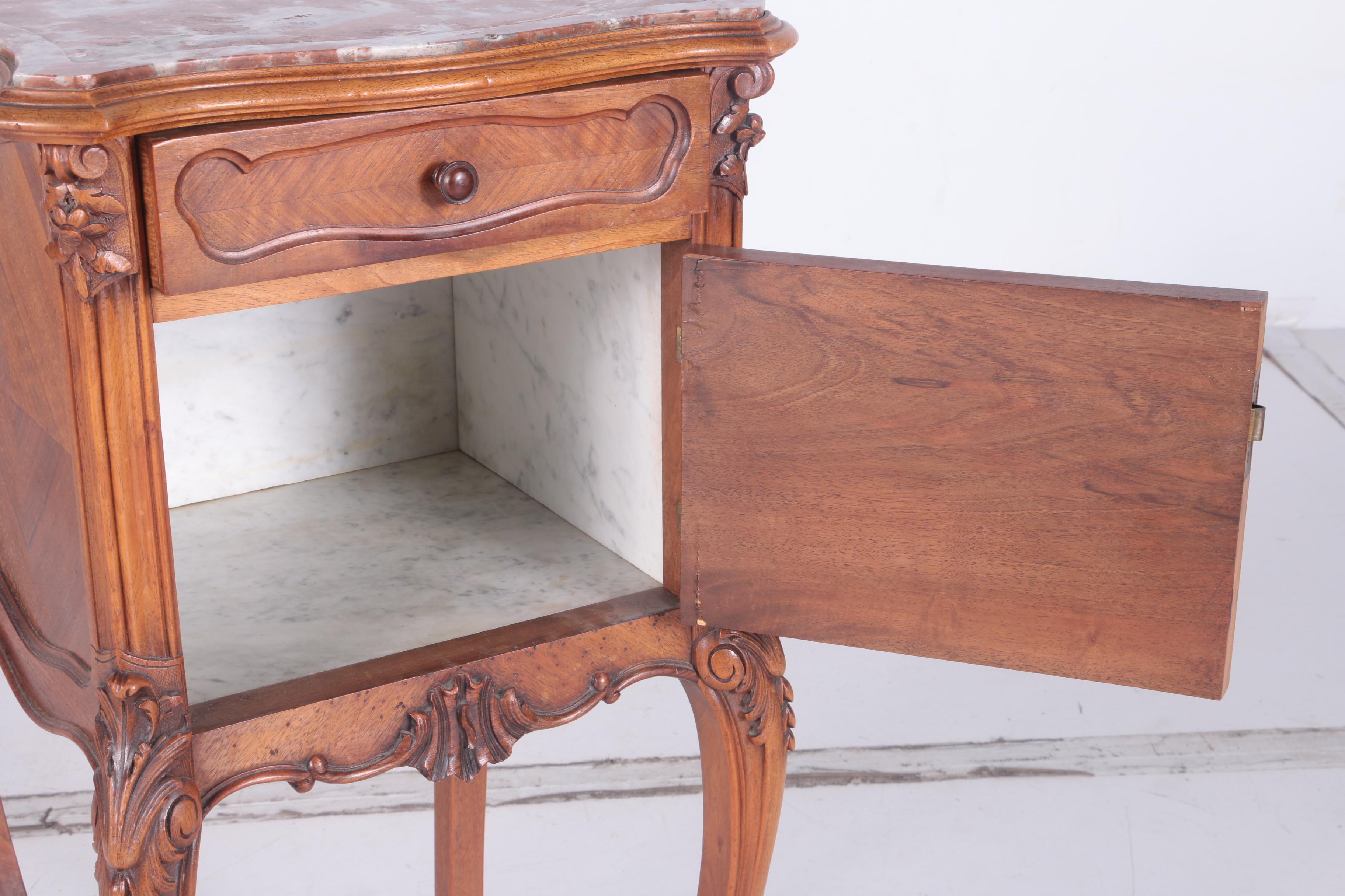 Antique Louis XV Walnut Humidor Table with Marble EBTH