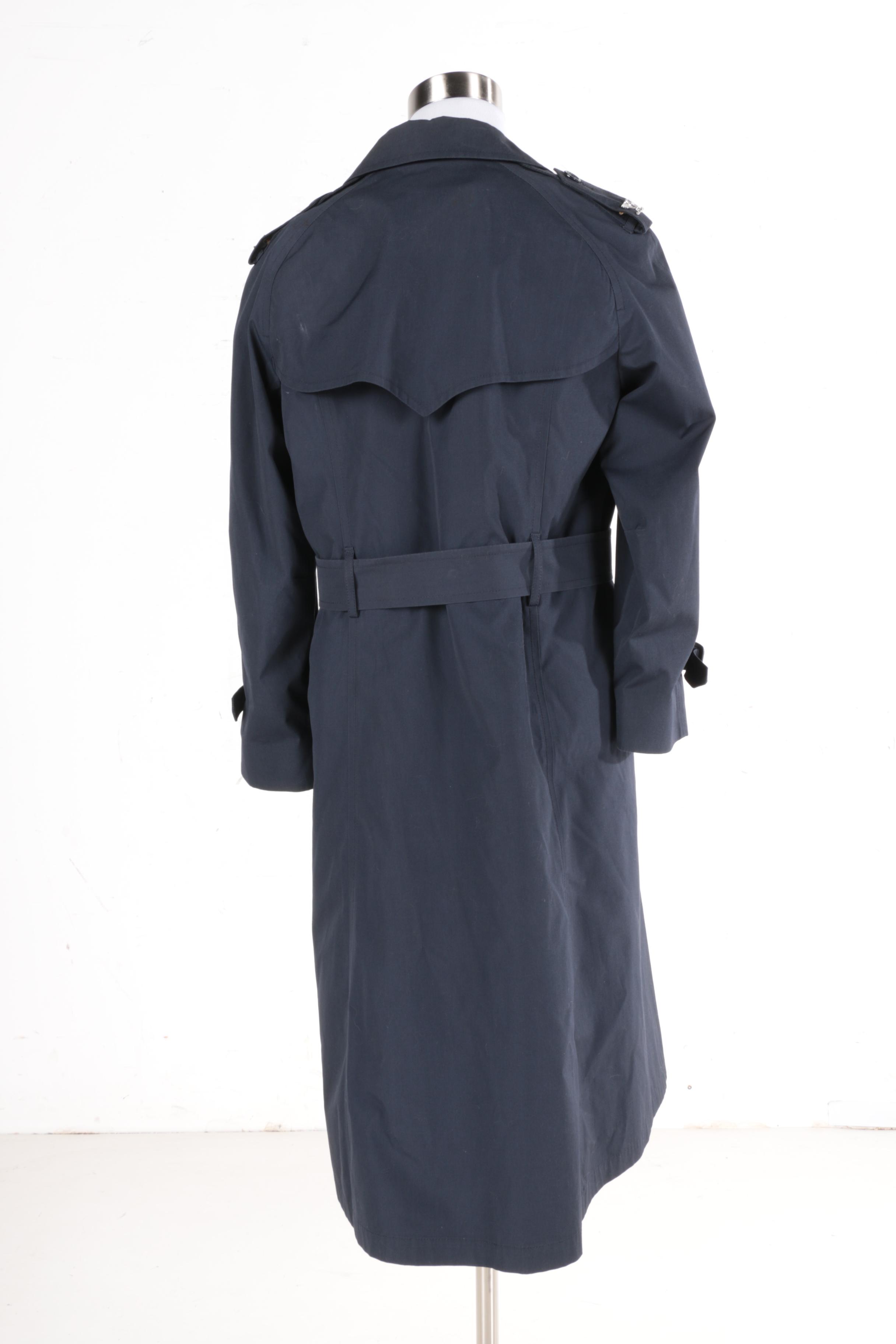 army dress blues trench coat Military Style Navy Blue Gabardine Trench Coat