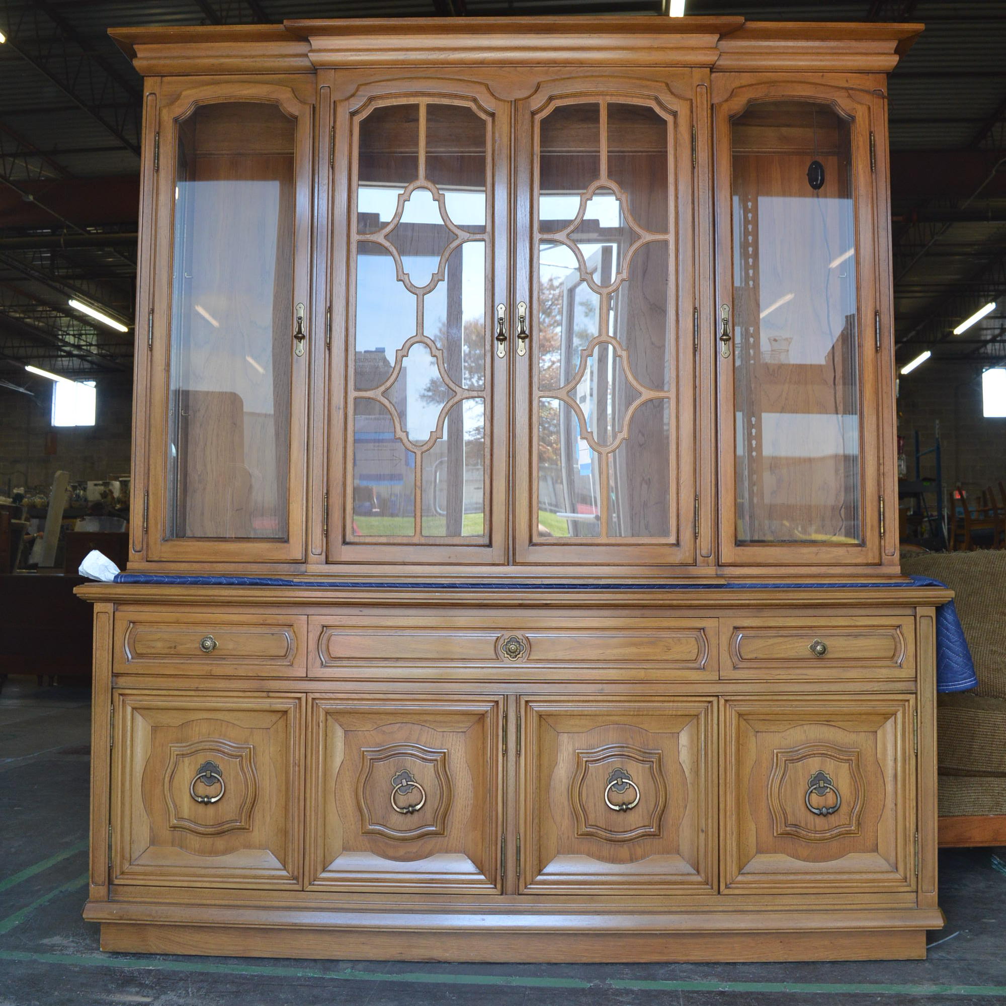 Pecan Breakfront China by Thomasville EBTH