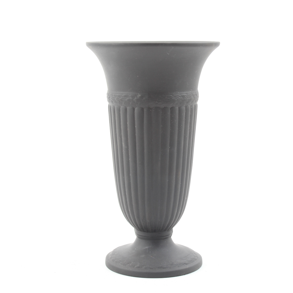 Wedgwood Black Basalt Vase Ebth