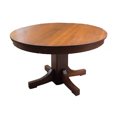 Vintage Dining Furniture Auction Antique Dining Furniture For Sale Mission Oak Pedestal Dining Table With Five Leaves - Vintage Dining Furniture Auction Antique Dining Furniture For Sale