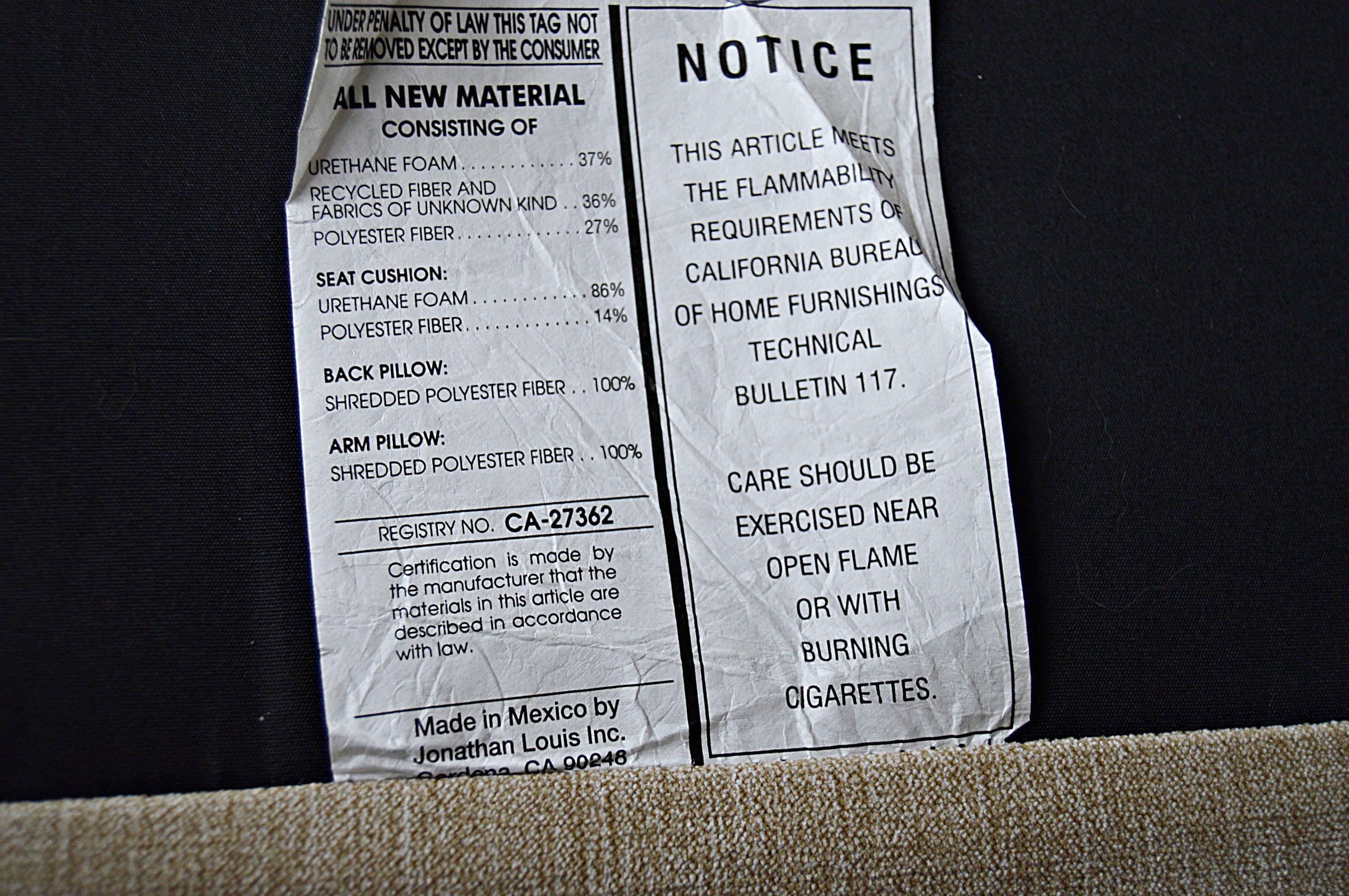 Jonathan Louis Upholstered Three Piece Sectional from Macy's EBTH