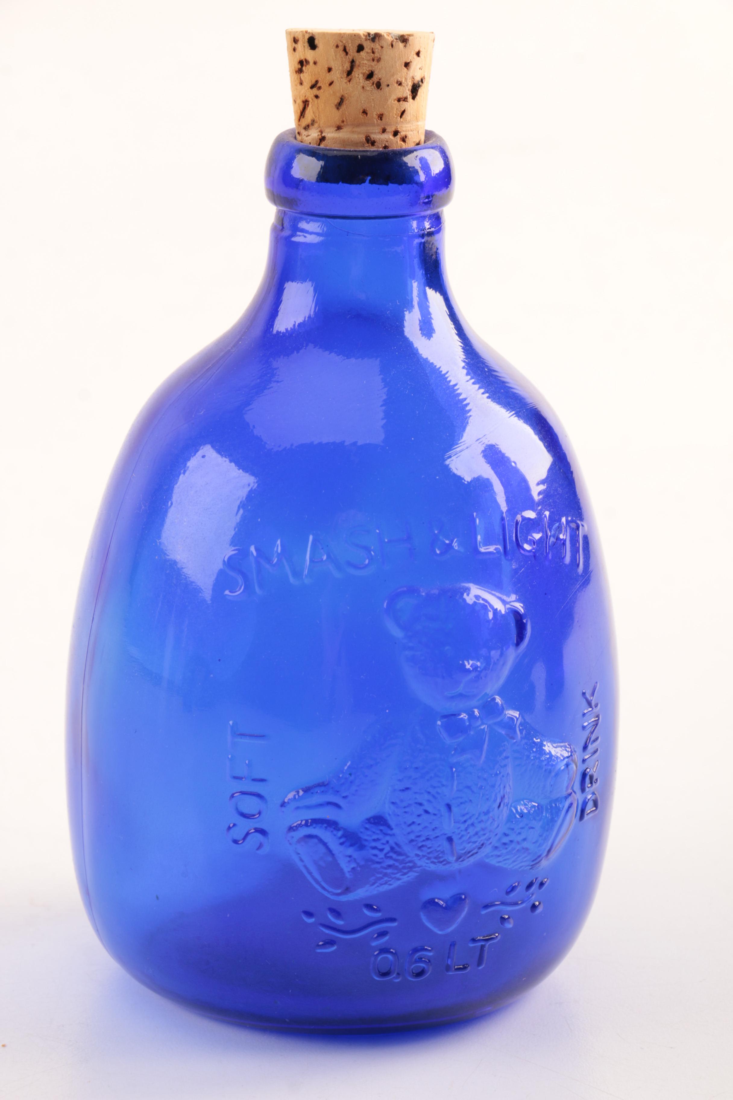 Cobalt Glass CocaCola Straw Dispenser with Assorted Cobalt Glassware