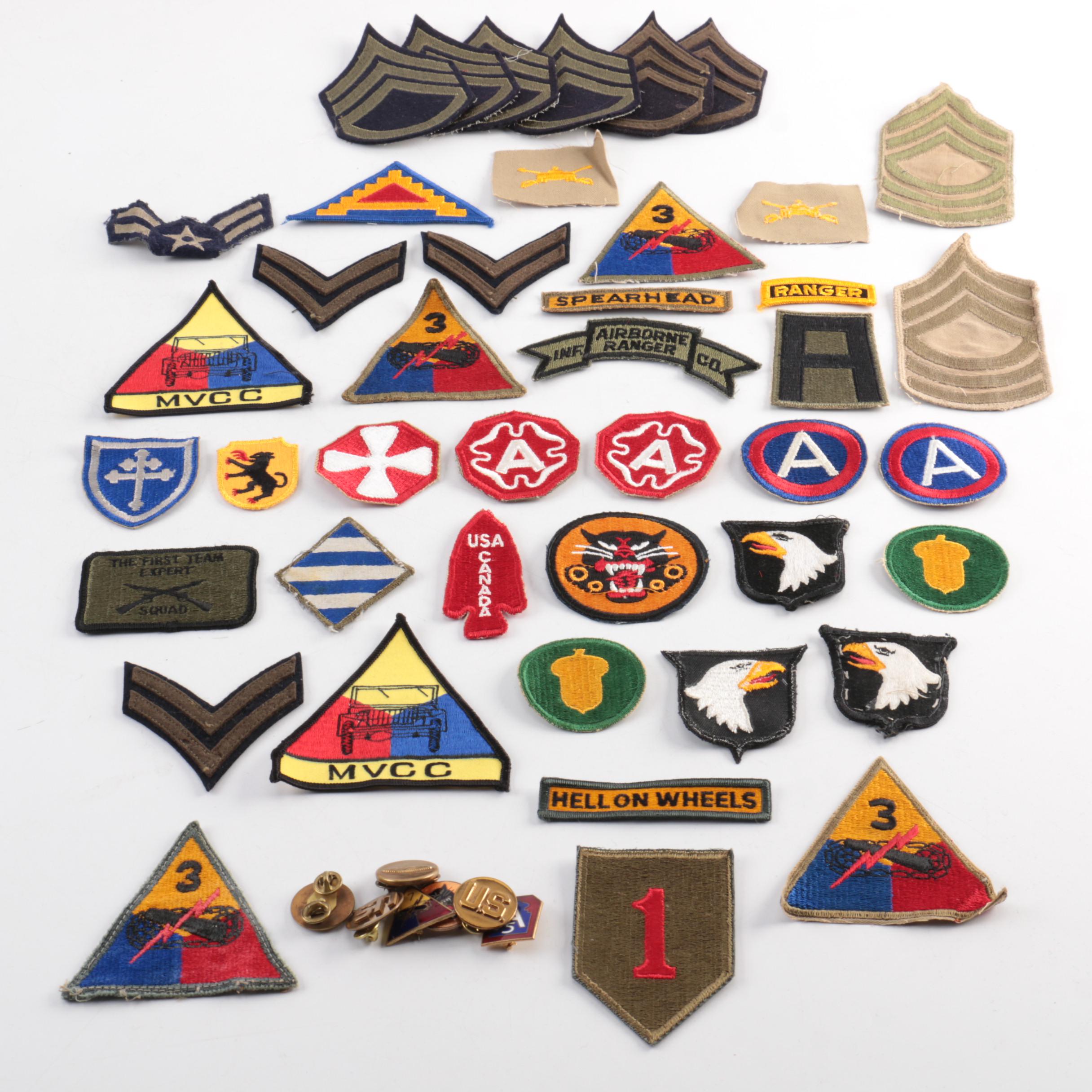 WWII US Army Rank Insignia Patches And Pins | EBTH