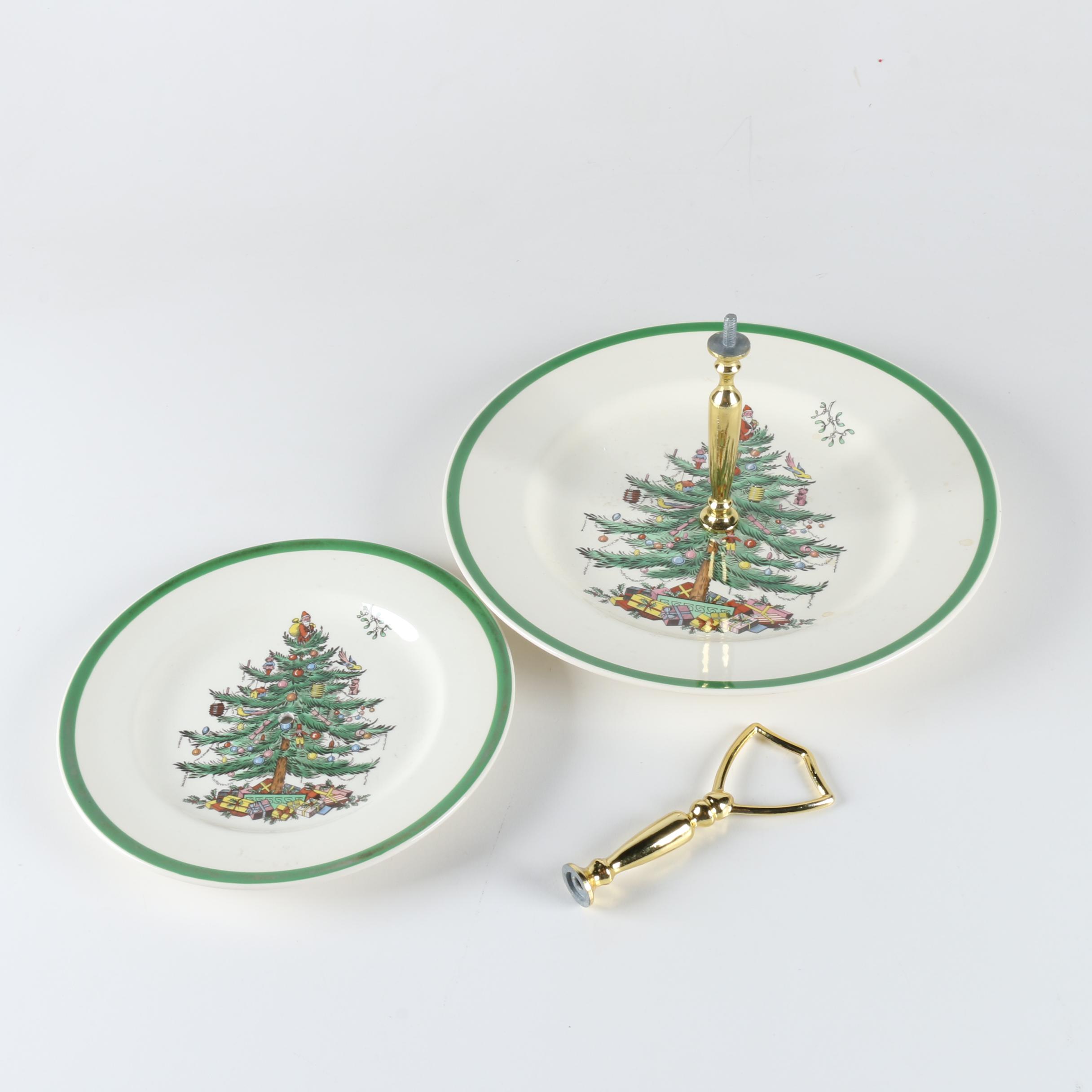 Spode "Christmas Tree" TwoTiered Serving Tray EBTH