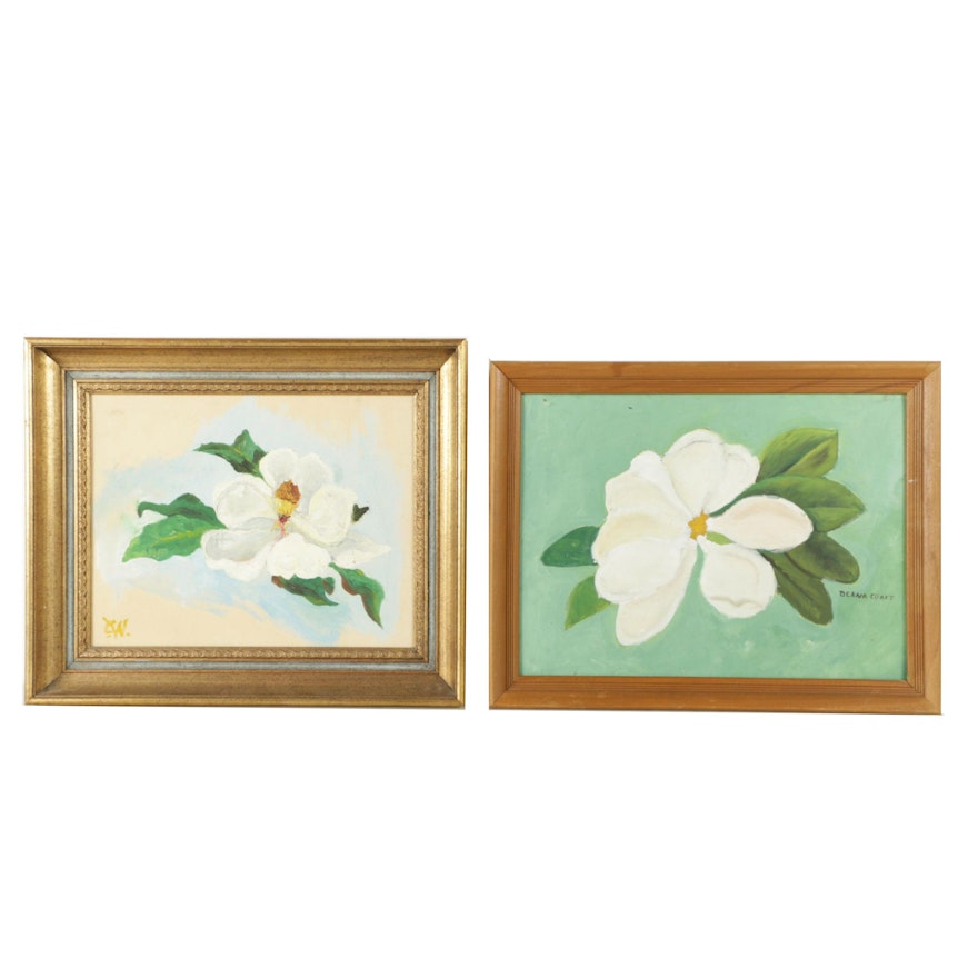 Oil Paintings on Canvas Board of Magnolias