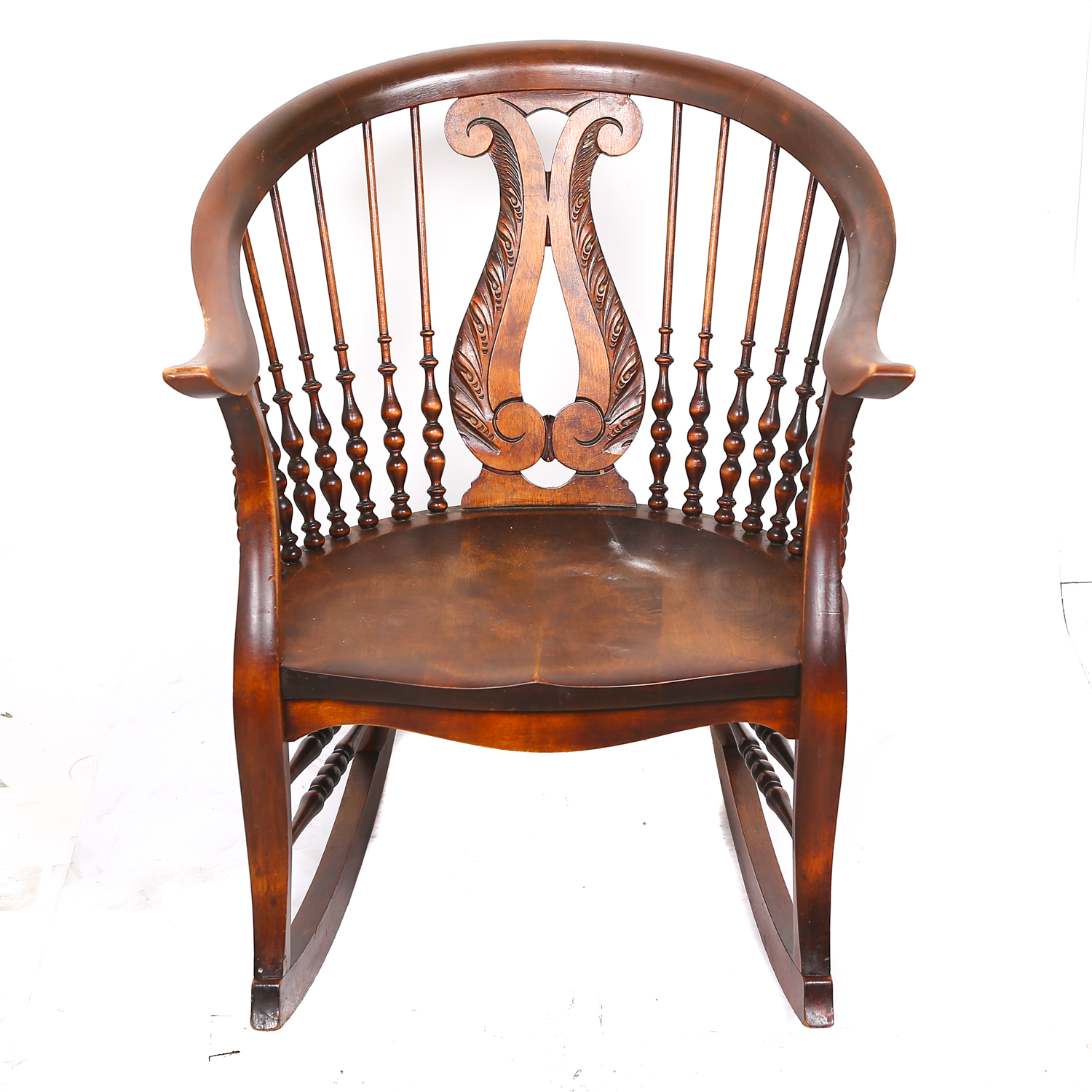 Colonial-Revival Lyre Carved Rocking Chair | EBTH