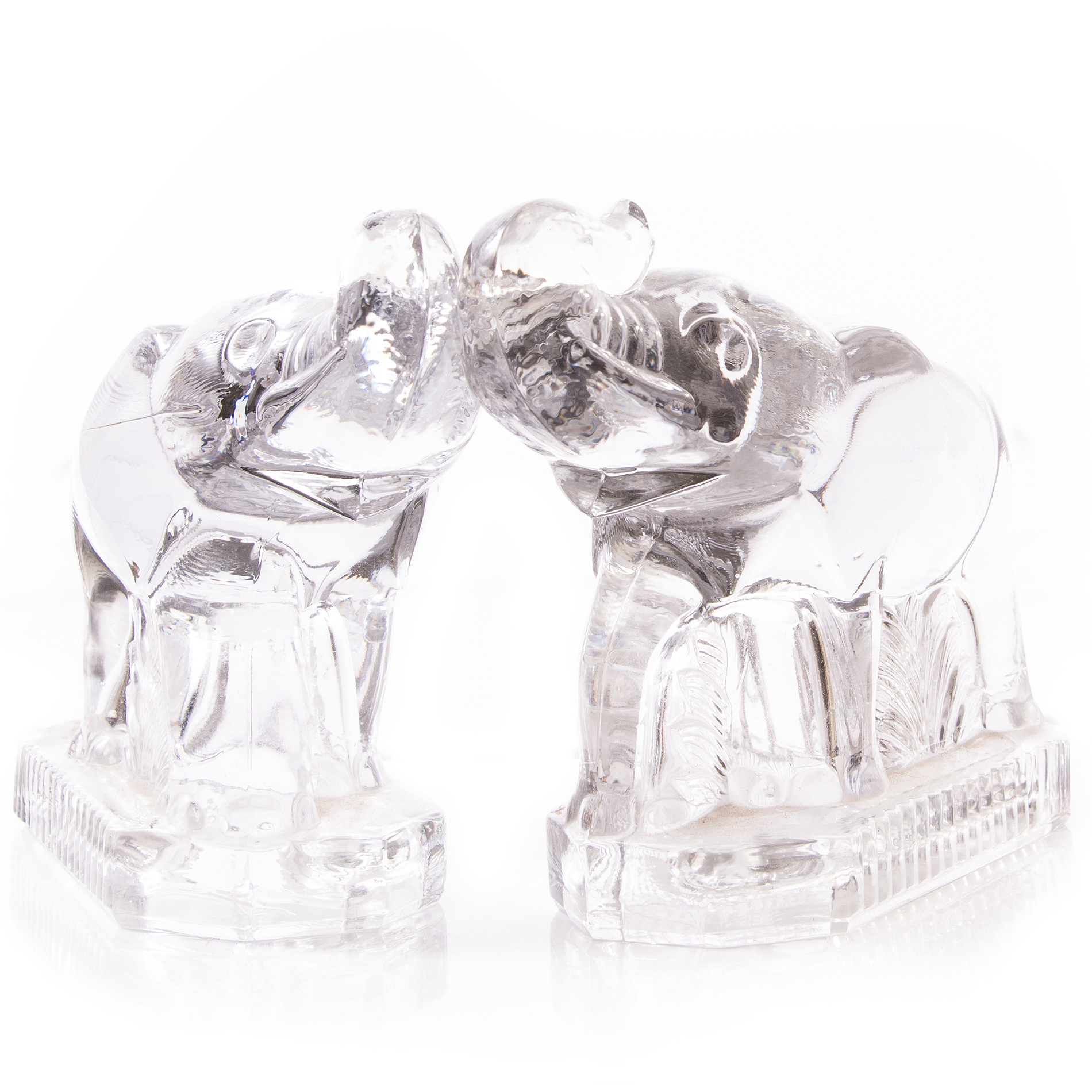 Glass Elephant Bookends EBTH